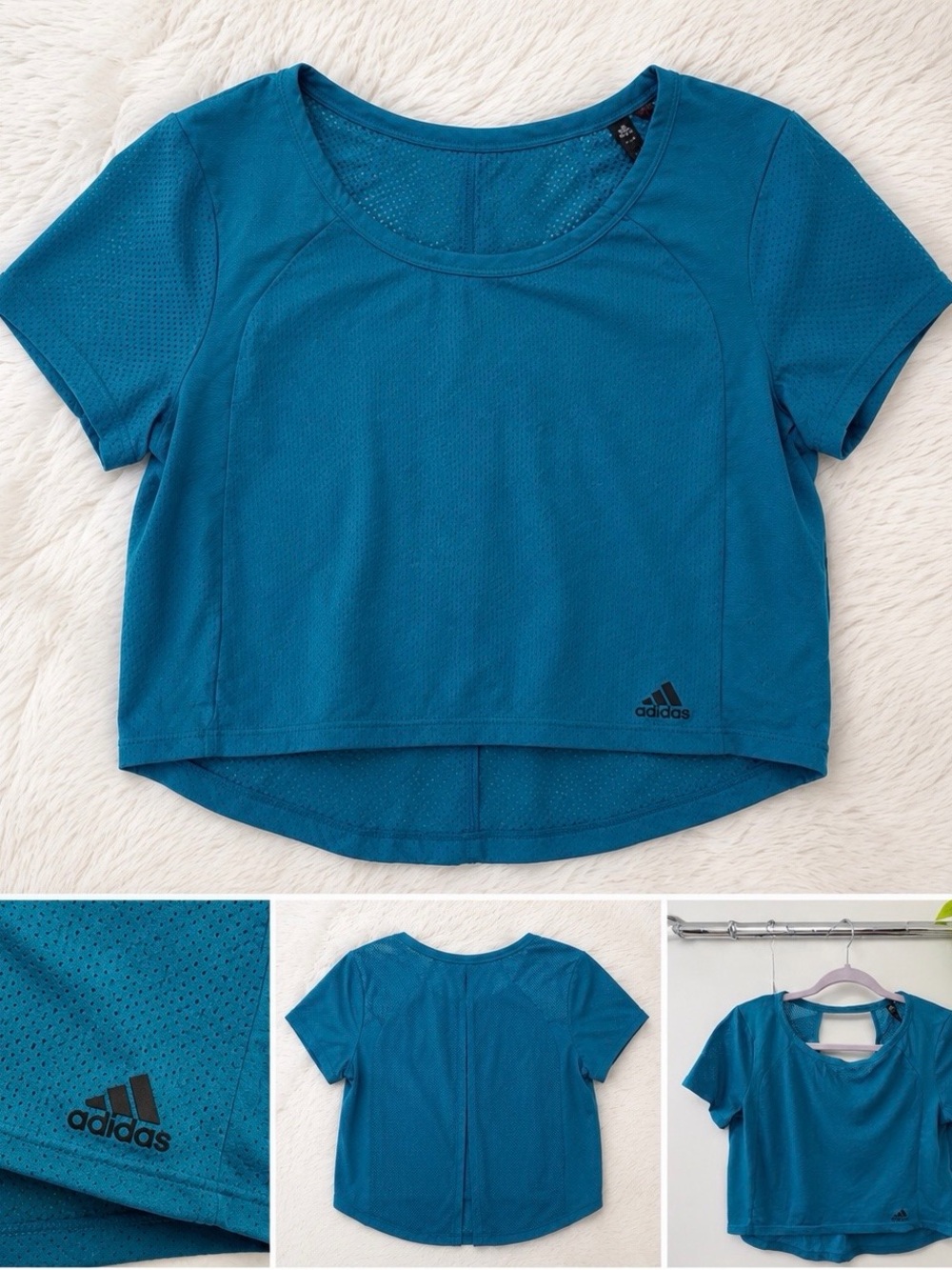 Adidas Women’s Teal Short Sleeve Performance Crop Top